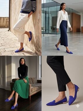 Brand new! Tory Burch Electric Blue Suede Pointed-Toe Flats